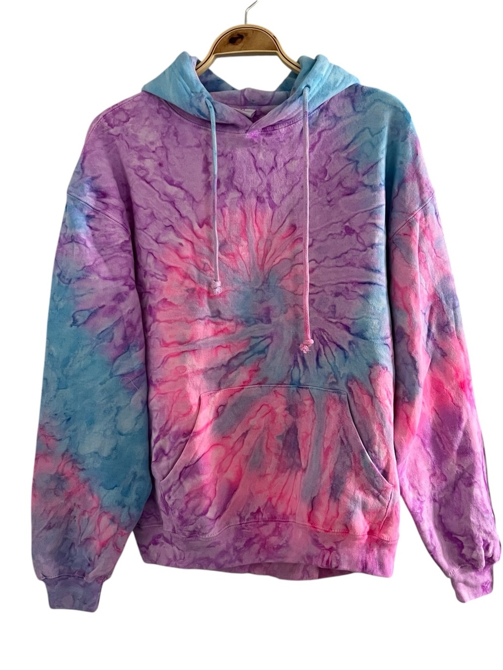 Dreams Unisex Cotton Candy Crackle Tie Dye oversized Pullover Hoodie Sz M